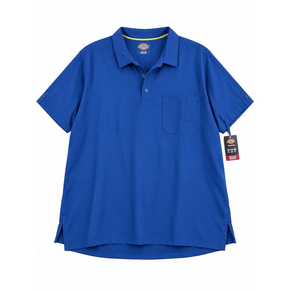 Dickies EDS Essentials 5XL Blue Stretch Scrub Polo Shirt NWT